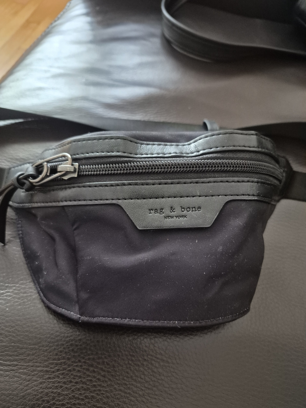 rag & bone Black Nylon and Leather Trim Belt Bag